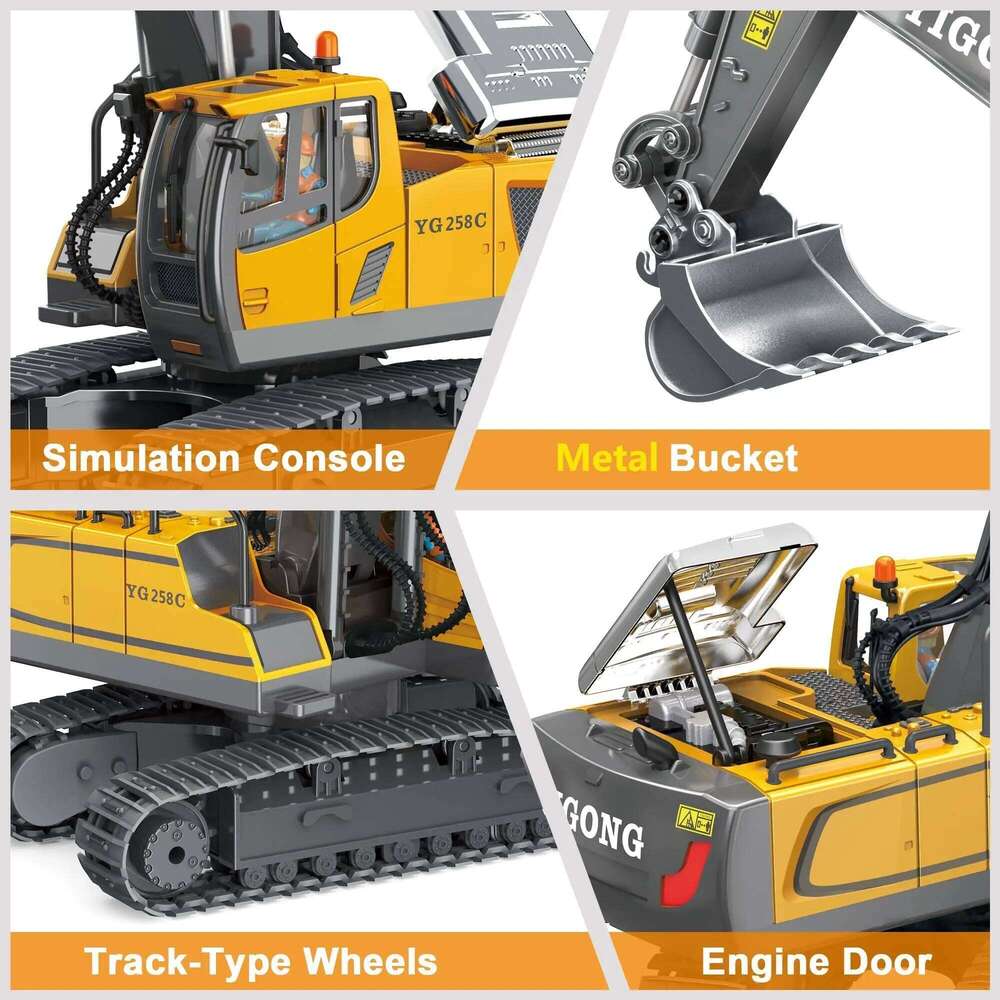 New 1:20 Remote Control Excavator RC Dump Truck Car Toy 2.4G Professional Alloy Plastic Simulation Construction Vehicle for Kids C260305