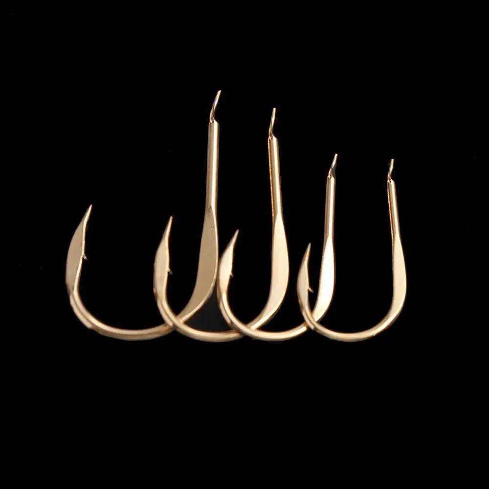 20Pcs/Pack Hooks Golden Single Fishhooks Jig Barbed Hook Carp Sea Fishing Accessorie Tackle High Carbon Steel Y260305