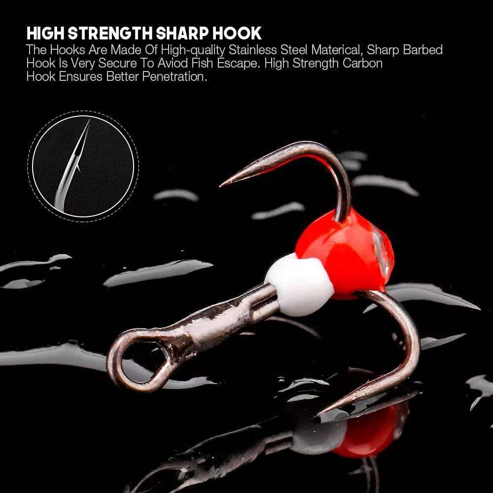 5pcs/Box 8# 10# 12# 14# High Carbon Steel Hooks For Balancers Ice Winter Fishing Accessories S260305