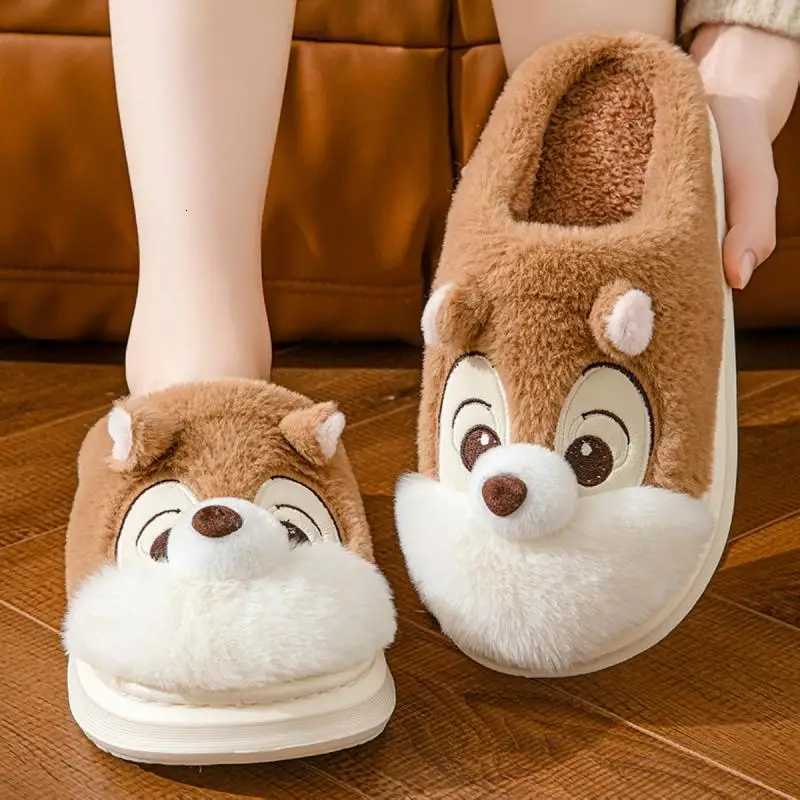Casual Fluffy Slippers Women House Flats Fashion Cartoon Designer Shoes Girls Cute Home Plush Warm Winter Footwear Large Size S260305