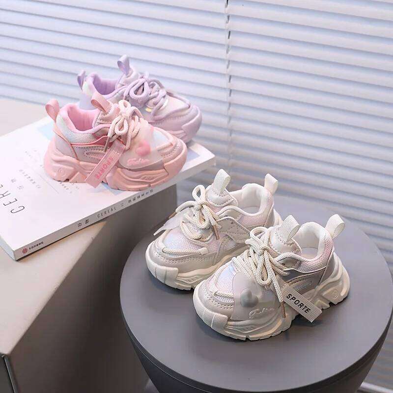 Girl Child Sport Shoe 2026 Spring Mesh Breathable Toddlers School Running Sneakers Fashion Non-slip Kids Boys Basketball Shoes 26Y0304