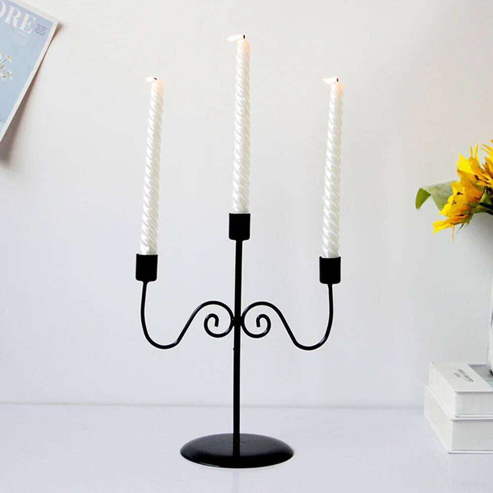 Romantic Iron Candlestick Candelabrum Detachable Metal Holder Wedding Home Decoration Table Centerpiece Vintage Style XJ260305