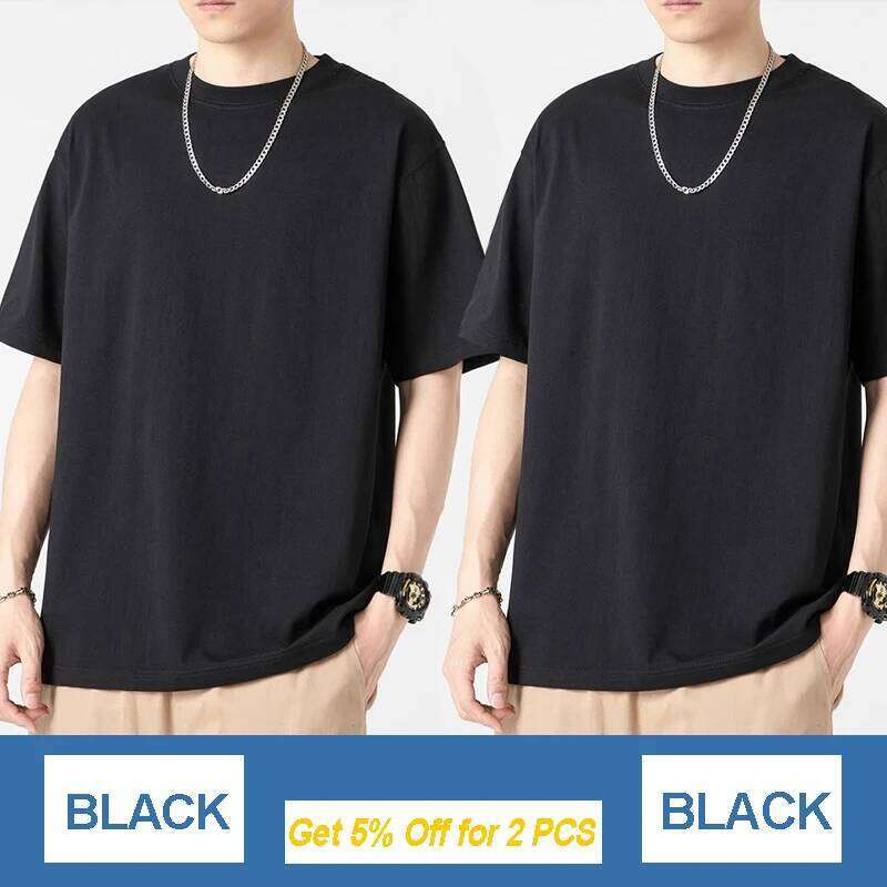 Short Sleeve T-shirt Men O Neck Tees Cotton Black White Solid Color Loose Fit Clothing Casual Sports Women's Top Tee Shirts 26H0306