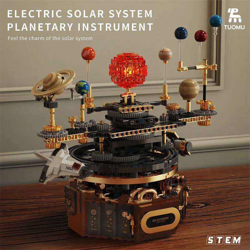 Electric solar system Model building blocks Space Exploration Learning equipment Assembling toy rotatable gift for child student Z260305