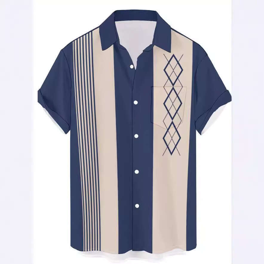 Cross-border foreign trade summer new casual fashion 3D digital print short-sleeve plus size men's shirt