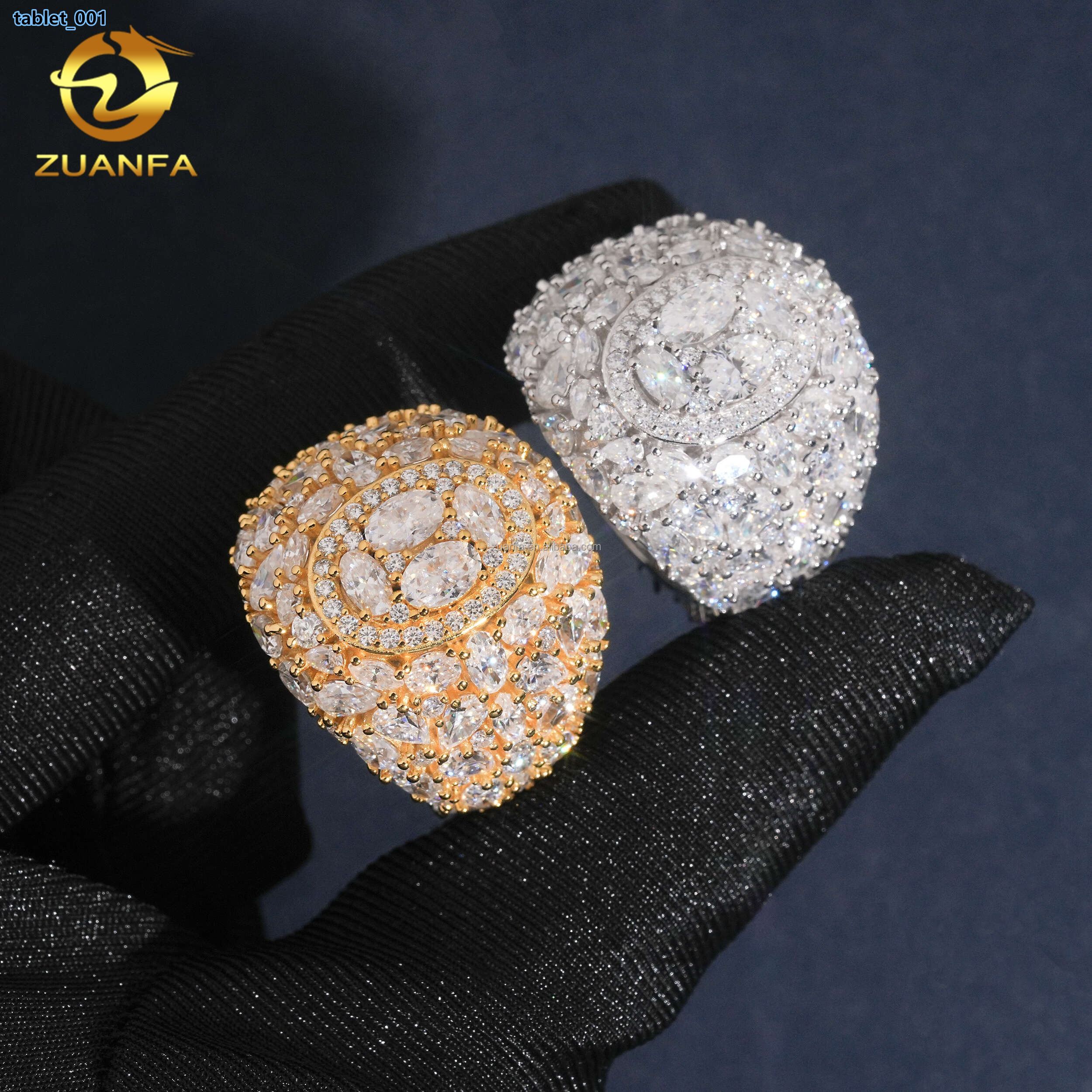 New Arrivals Bulk Stock Fashion Fully Iced Out Hip Hop OvalMarquisePear Vvs Moissanite Diamond 925 Sterling Silver Man Ring