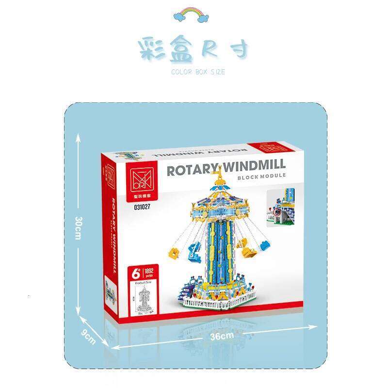 1892Pcs Creative Lighting Amusement Park Building Blocks Bricks Model MOC Rotating Windmill Toy for Childrens Christmas Gift Set Z260306