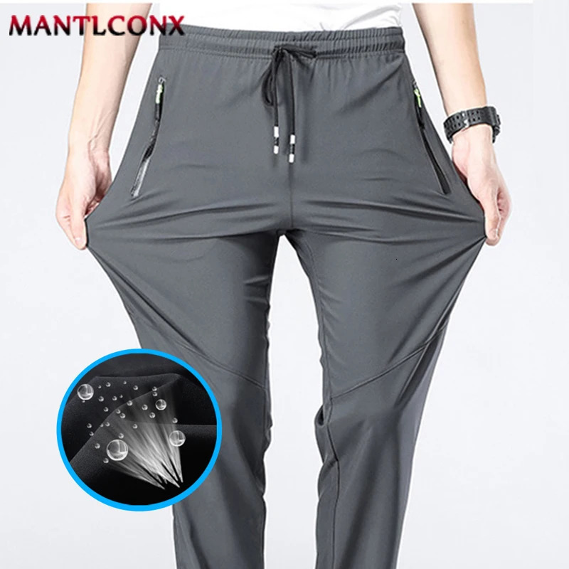 Breathable Mens Casual Pants Quick Dry Straight Elastic Waist Jogger Sweatpants Korean Classic Sport Trousers Plus Size 4XL 5XL 260304