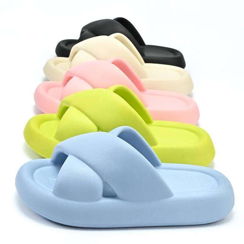 Litfun Women's Platform Slippers 2025 Summer New Outdoor Antiskid Beach Shoes Fashion Crossover Belt EVA House Sandals