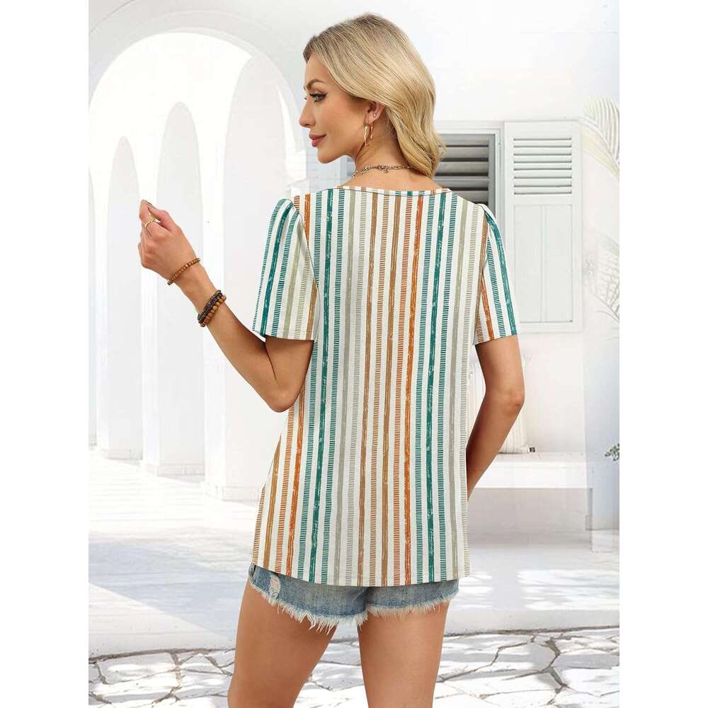 Womens Summer Tops Short Sleeve Shirts Square Neck Spring Outfits Designer 2026 Fashion Clothing Blouses