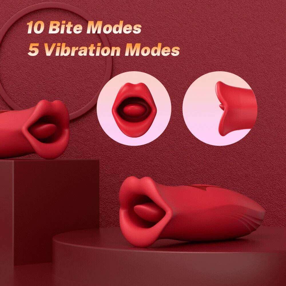 Tongue Licking Vibrator for Women Oral Sex Biting and Vibrating Clitoris Stimulator Nipple Sucker Adult Female Toys Couple Goods W260305
