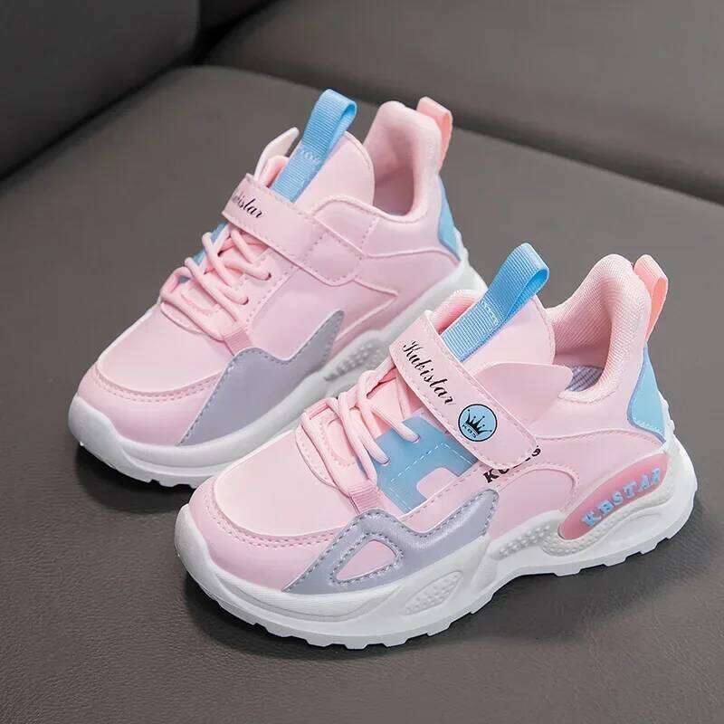 Kids Sneakers Girls School Casual Outdoor Breathable Running Light Soft Tenis Pink Non-slip Children Shoes 26Y0304