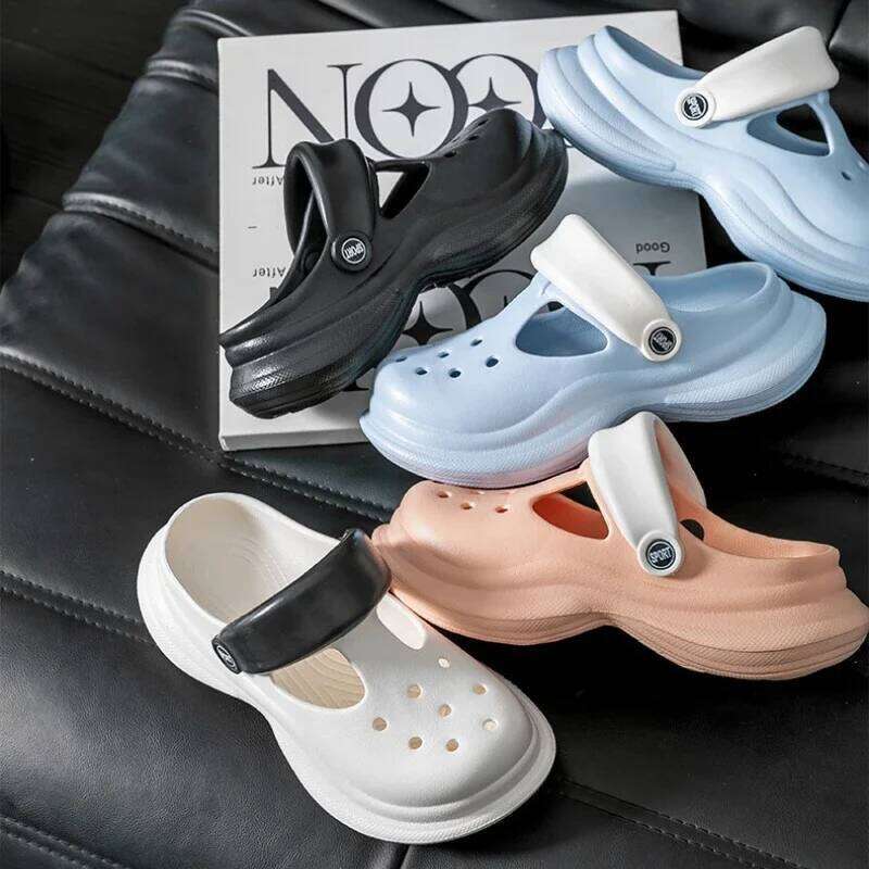 2025 Summer Women's Thick-Soled Non-Slip Breathable Toe-Cap Casual Beach Slippers Comfortable Sandals