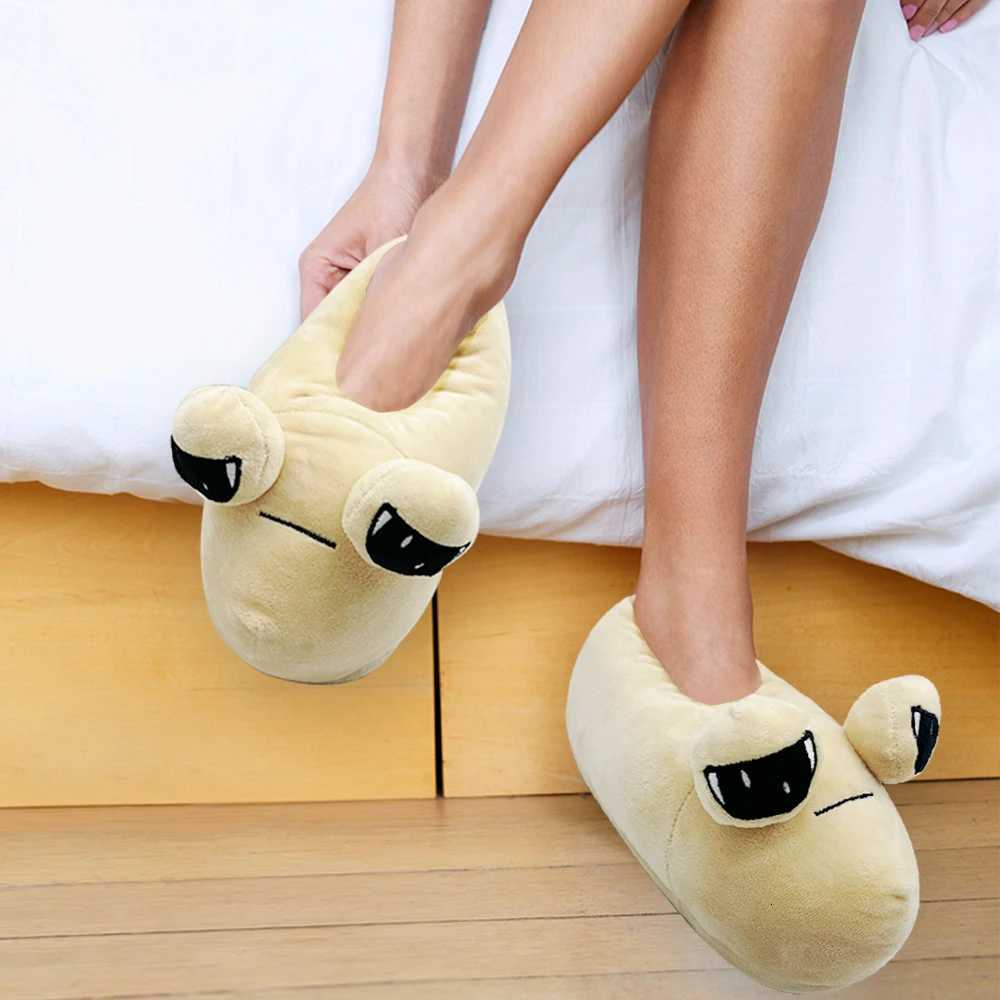 Highland Cow New Pou Plush Slippers Soft Stuffed Anime Alien Slipper Cute Animals House Shoes Women Men Birthday Gifts S260305