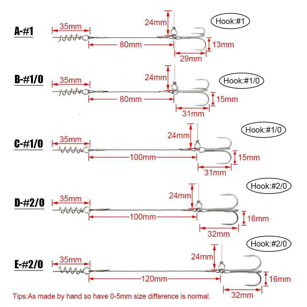 Spinpoler Stinger Wire Trace Leader With Screw Treble Hook For Soft Bait Shad Perch Trout Rubber Fishhook Predator Tackle 3pcs S260305