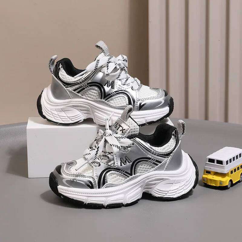 New Spring Children Mesh Breathable Toddler Girls Sport Shoes Outdoor Tennis Soft Sole None-slip Fashion Boys Sneakers 26Y0304