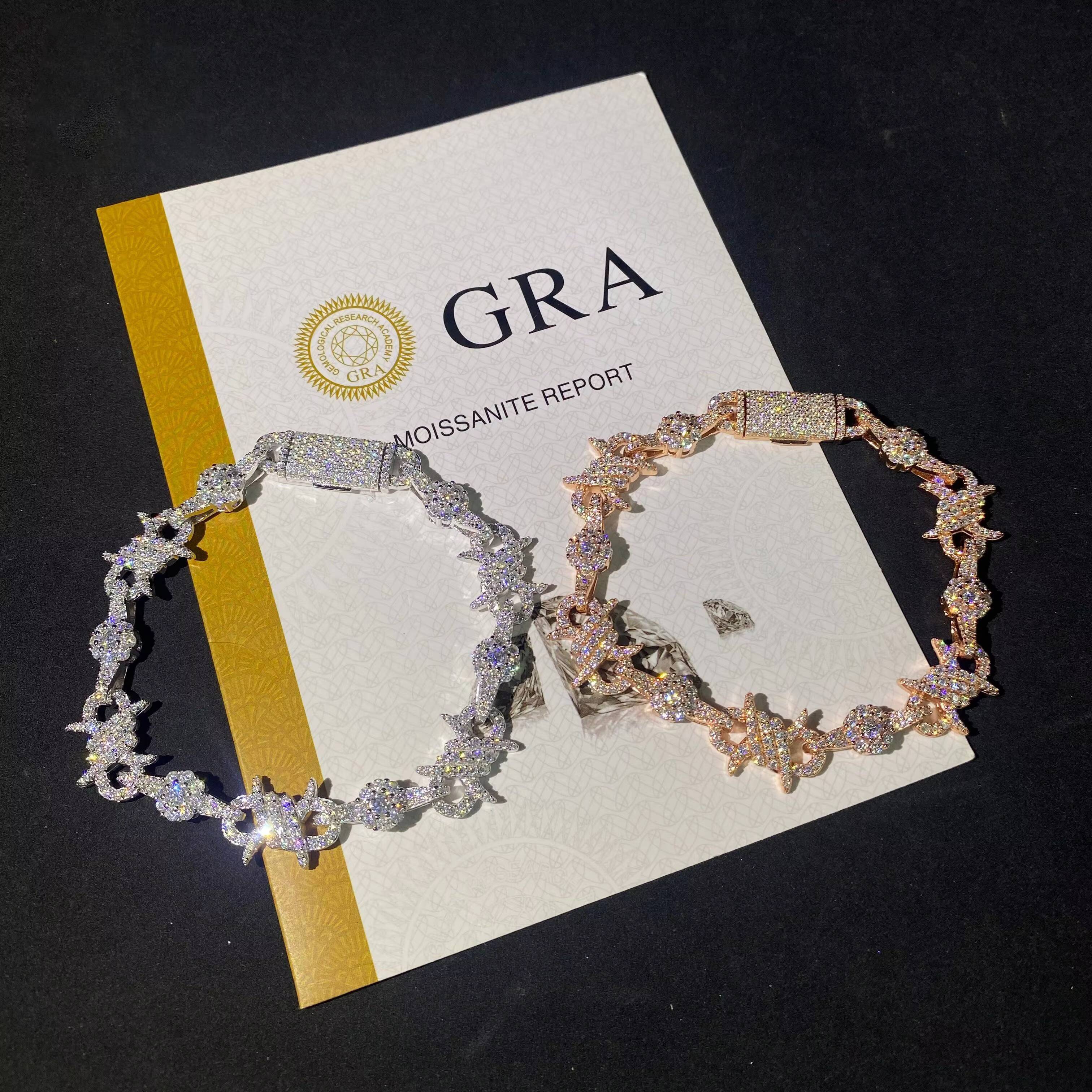 13mm New Design GRA Certificate Iced VVS Moissanite 925 Silver Hip Hop Women Style Jewelry Cuban Chain Link Bracelet