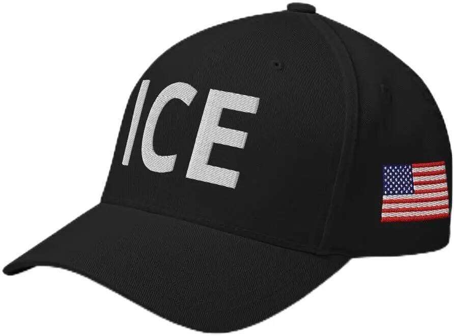 ICE Embroidered Structured Flex Fit Baseball Cap US Immigration Customs Border Hat Y260304