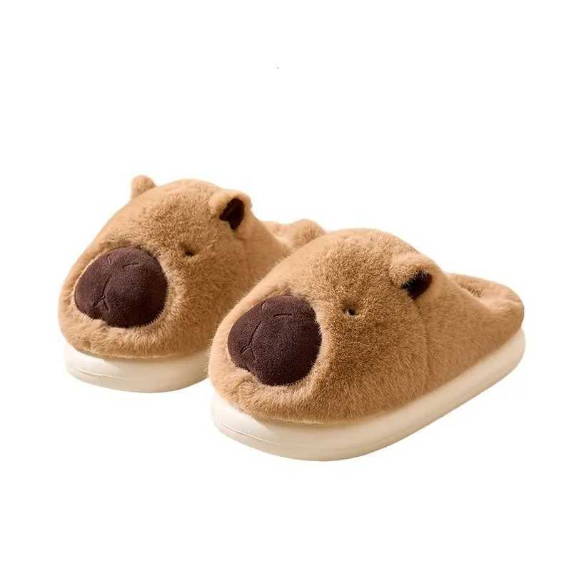 Plush Capybara Slippers Thermal Home Slippers Cute Fluffy Couple Slippers Comfortable Furry Walking Shoes Non-Slip for Men Women S260305