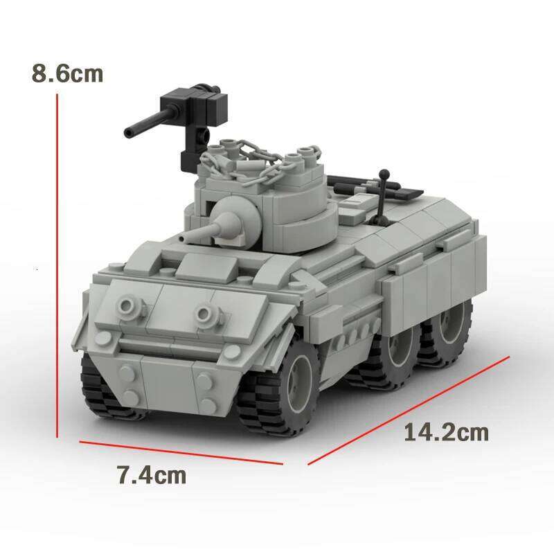 WW2 Military Truck Building Block Transport M8 Light Armored Vehicle MOC Assembly Model Toys For Boys Z260306
