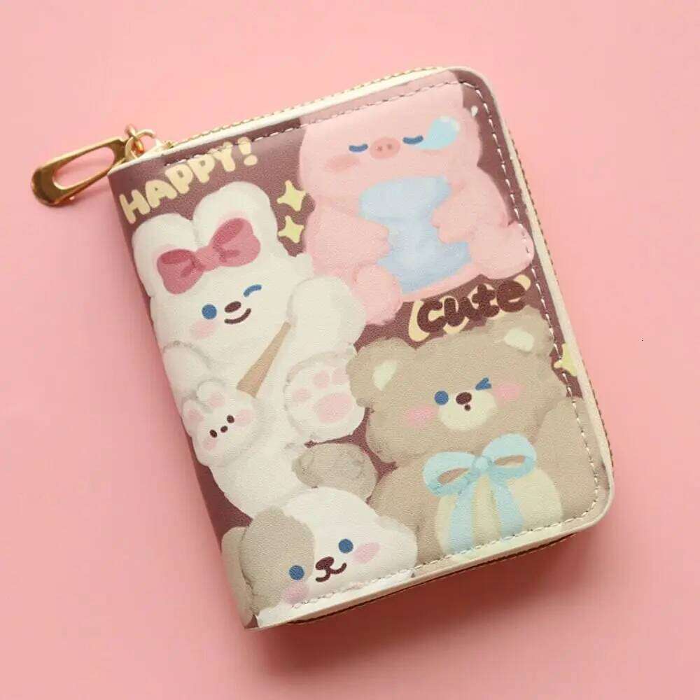 Kawaii Cute Cat Puppy Coin Purse Zipper Short Holder PU Leather Card Bag for Girls Gift C260304
