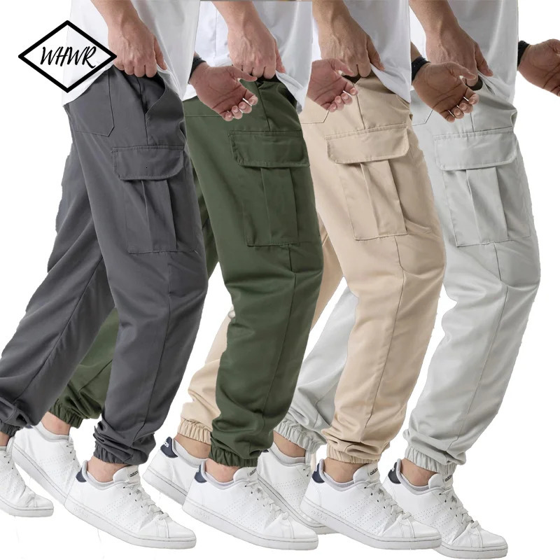 Mens Casual Cargo Sweatpants Spring/Autumn S-2XL Waist Drawstring Joggers Hiking Tactical Pants for Men with Pockets 260304
