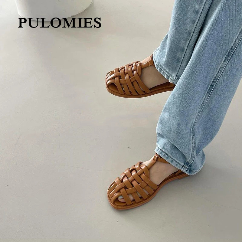 Women Sandals Summer Fashion Outdoor Beach Casual PU Leather Buckle Women Shoes Retro Flat With Ladies Romanas Mujer 260305