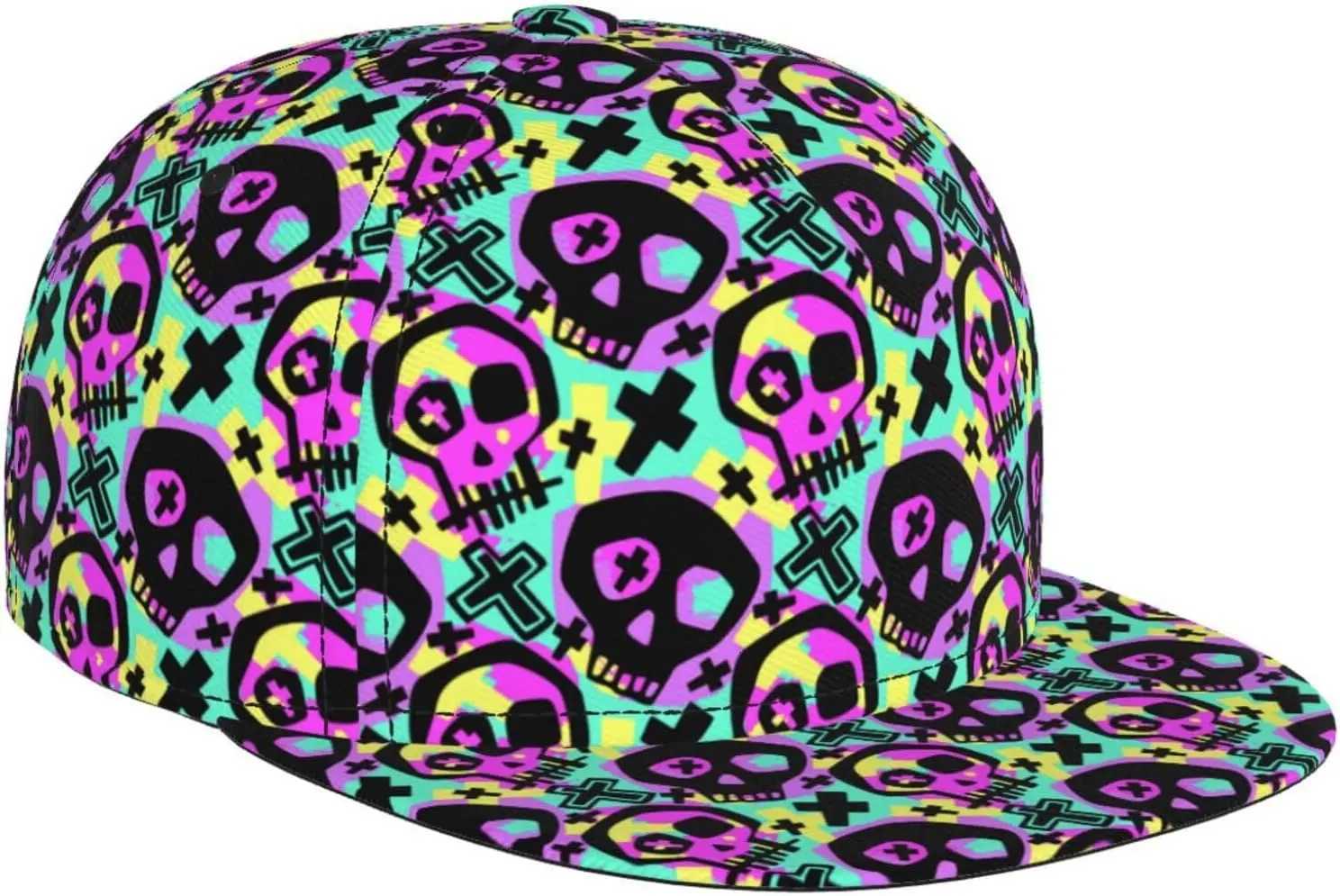 Y2K Skull Mens Baseball Hat Cap Graffiti Skull Funny Dad Cap Golf Hat Cozy Breathable Adjustable Full Print Cap Hat Black S260306