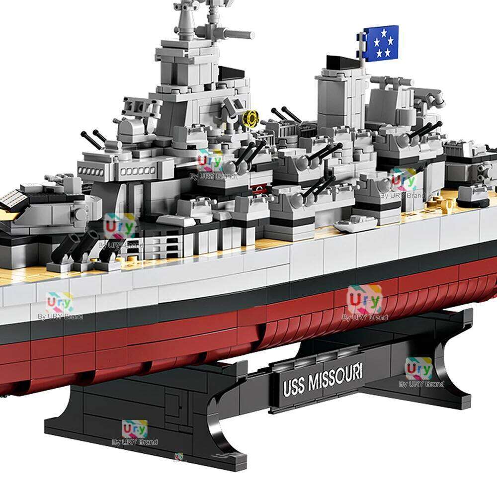 2228pcs Military WW2 Lowa Class USS Missouri Battleship Large Boat Cruiser Model Weapon Building Blocks Warship Toy for Kid Gift Z260306