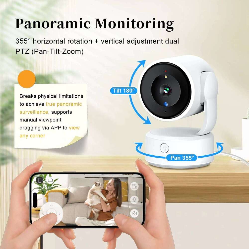 Tuya WIFI IP Camera Indoor 2K Baby Monitor Two Way Talk Smart Home 4X Zoom PTZ 360 Surveillance Cameras Support Alexa Google 26W0306