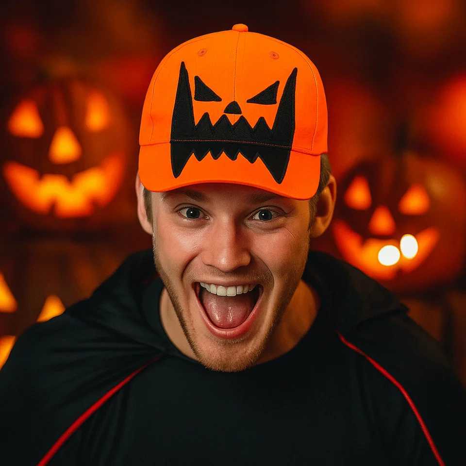 Breathable Halloween Baseball Cap UV Protection Cotton Pumpkin Embroidery Hat Lightweight Creative Sunshade Cap S260306