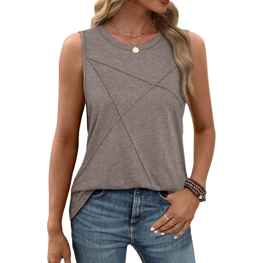 Women's Sleeveless Summer Designer Crewneck Loose Fit Tank Tops