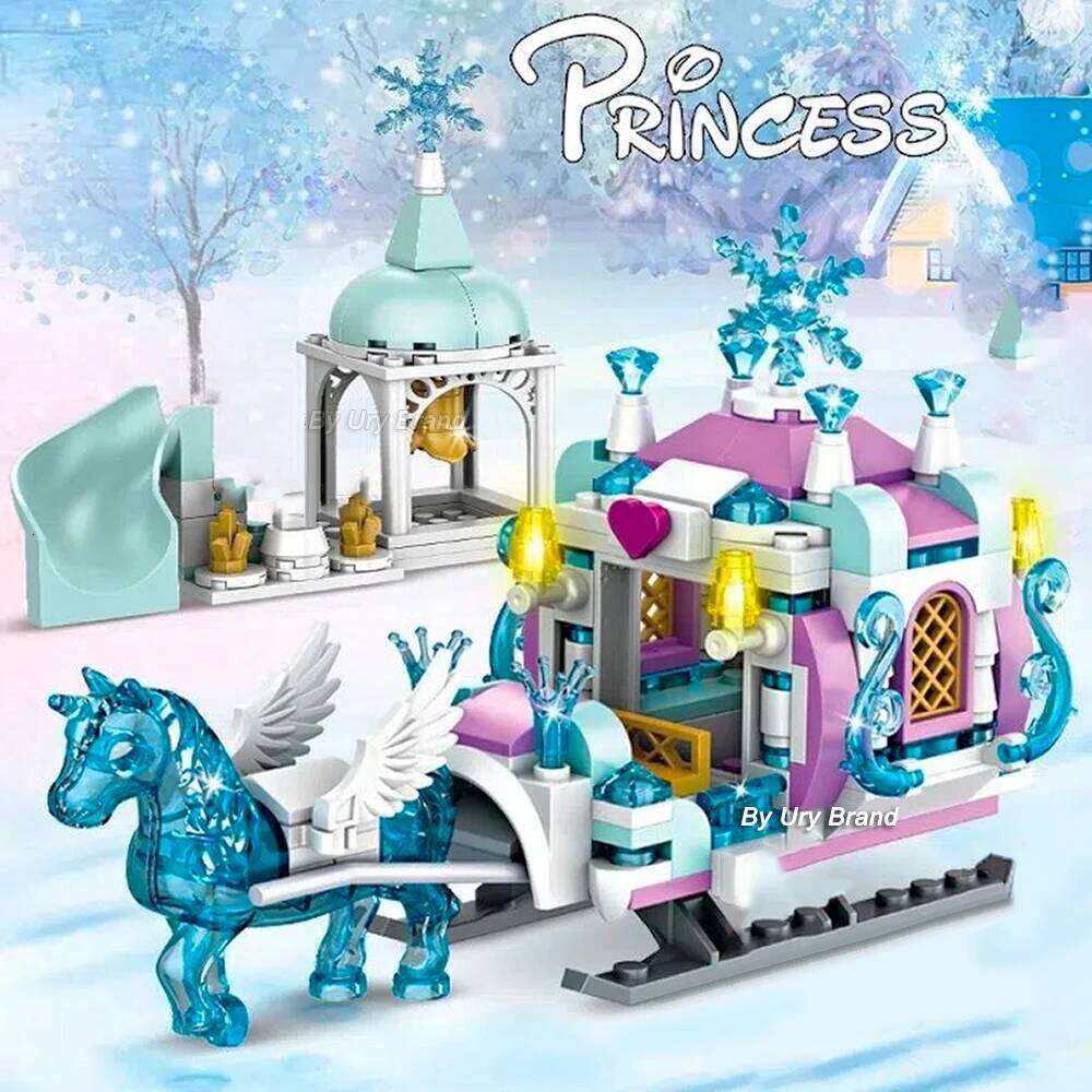 Friends Princess Luxury Ice Castles Playground House Movies Winter Snow Horse Figures Building Blocks Set Toy for Girls DIY Gift Z260305