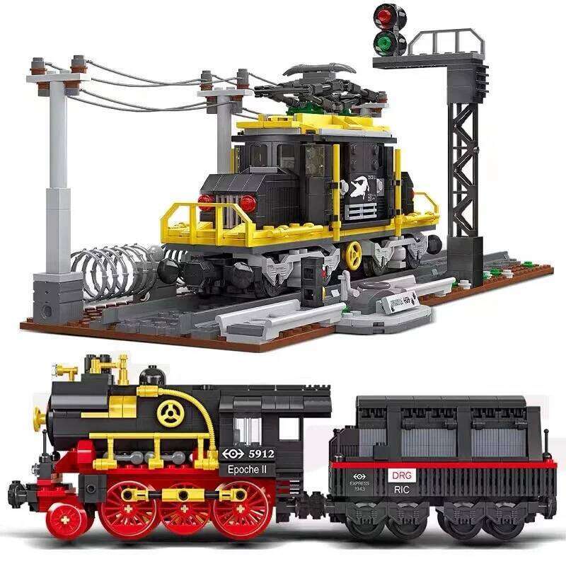 Germany Railway Flatbed Wagon Building Blocks MOC Freight Train Cargo Locomotives Technical Brick Model Toys For Kids Xmas Gifts Z260306