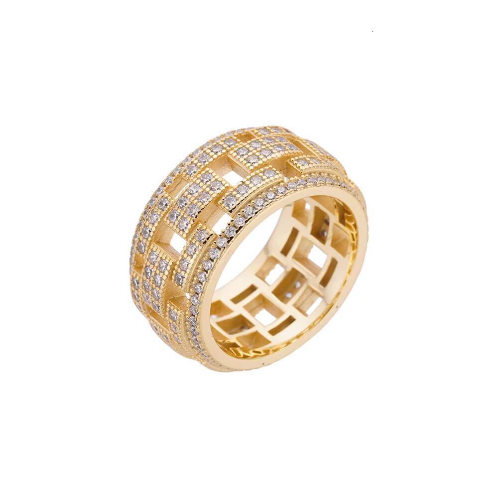 Hip Hop Cz Ring Rose Gold Brass 18k Gold Plated Ice Out Street Zircon 925 Sterling Silver Diamond Moissanite Ring for Men