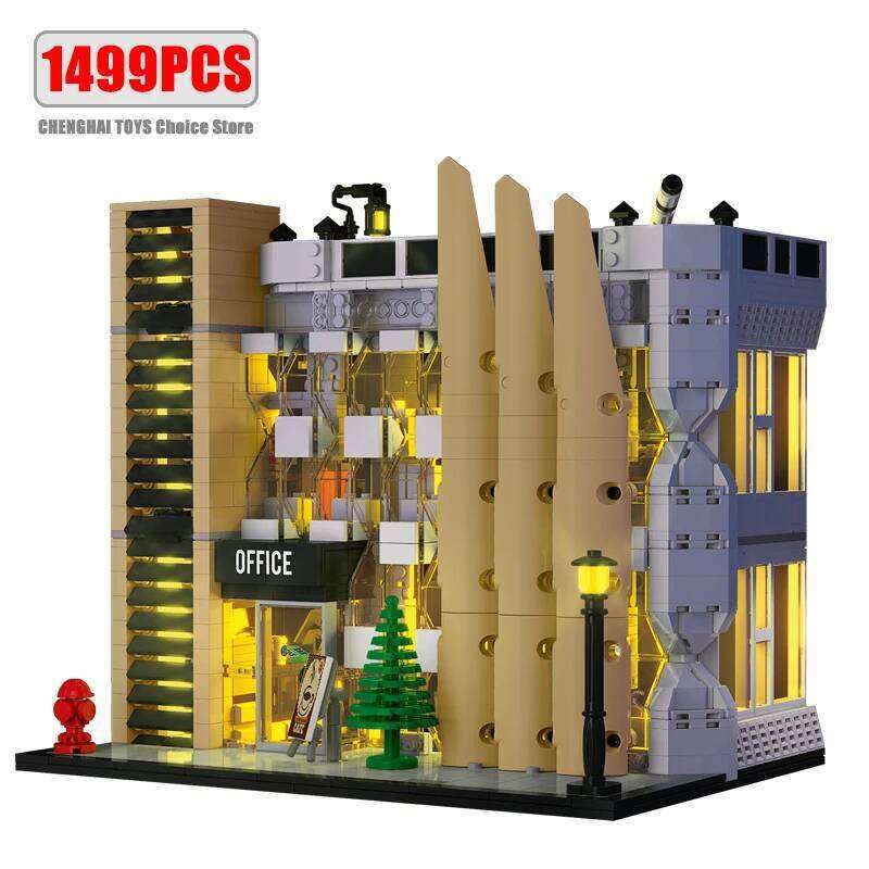 1499pcs City Office Modular Building Bricks MOC Modern Infrastructure Architecture Model Blocks DIY Toy Gift Children Boys Girls Z260306