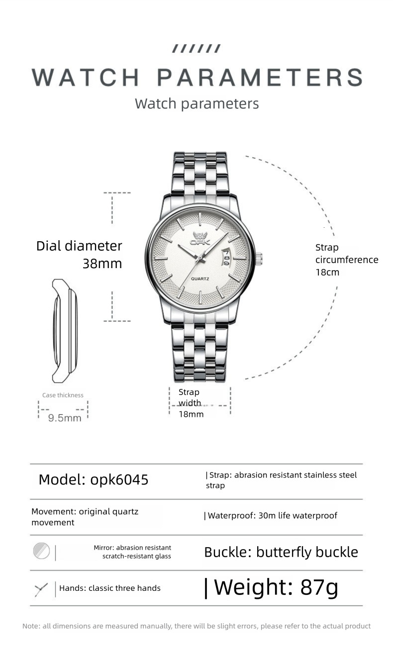 OPK Brand Watch Stainless Steel Strap Simple Single Calendar Men s Watch Luminous Waterproof Quartz Watch Dropshipping