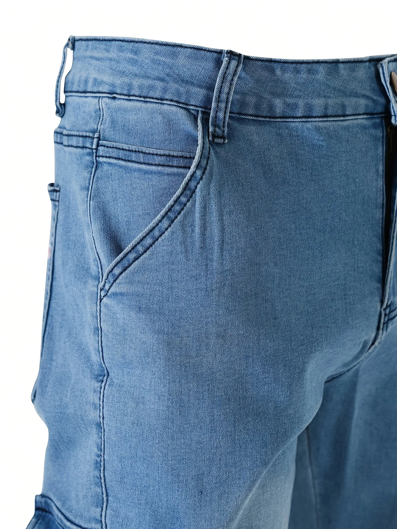 Mens jeans with side pockets casual denim straight striped mens multi pocket pencil pants 260228