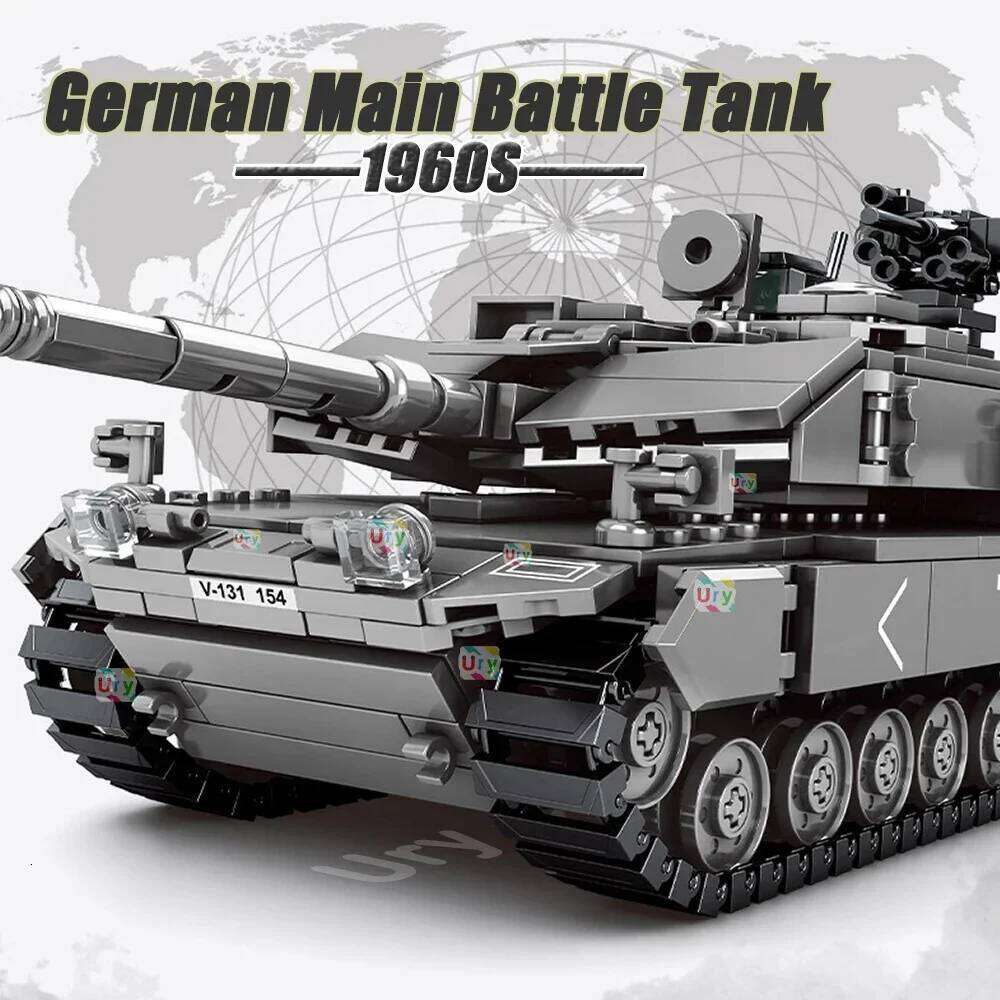 WW2 Tanks Army Main Battle Tank Military Challenger Leopard 2A7+ Soldier Police Building Blocks Bricks Kids Children Toys Gifts Z260306