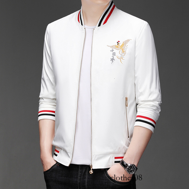 New European style trendy Chinese-style embroidered for men, casual slim-fit men's flight jacket
