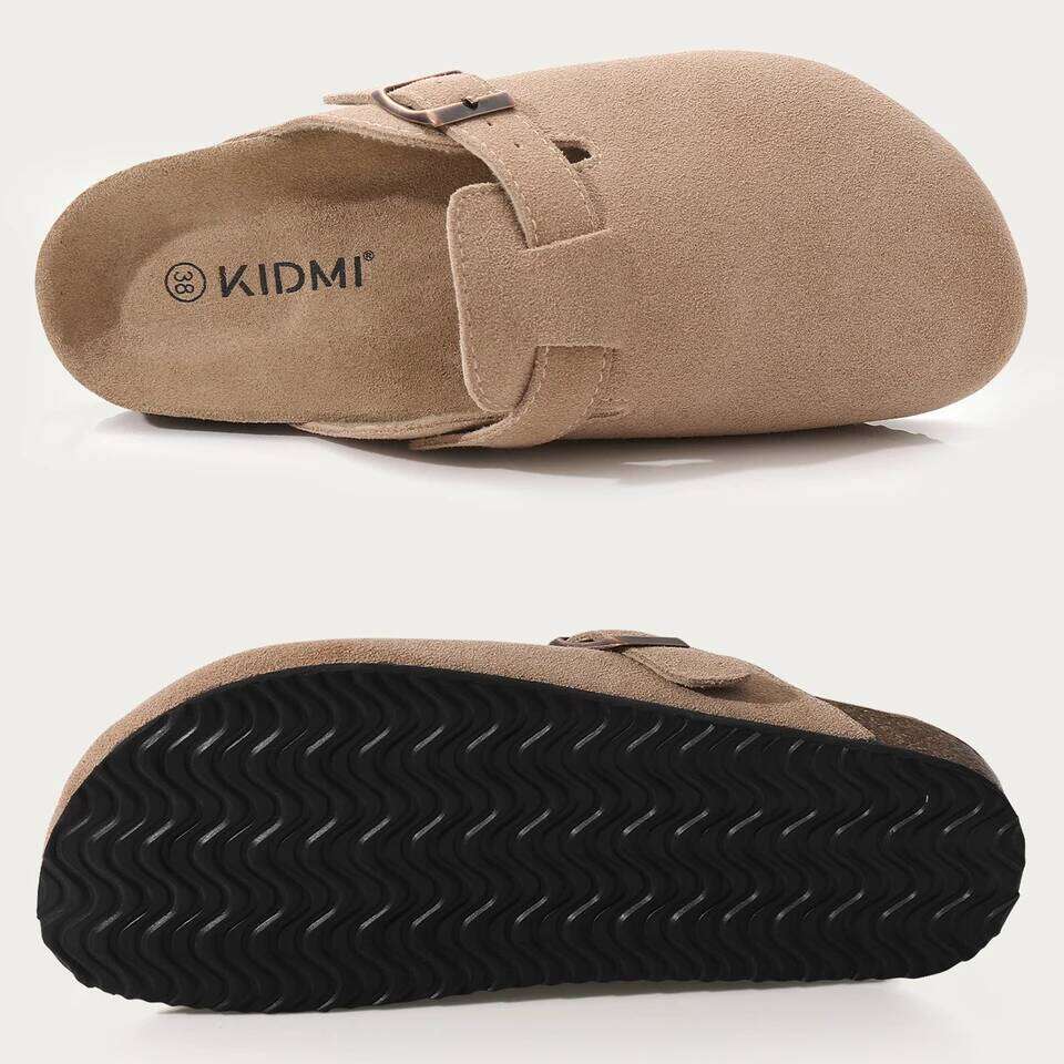 Litfun New Clogs Women Fashion Suede Mules Slipper Classic Cork Antislip For Outdoor Slippers With Arch Support