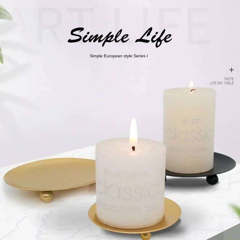 Iron Round Craft Holder Creative Simple Romantic Cup Table Decoration Rod Wax Socket Base Candle Tray XJ260305