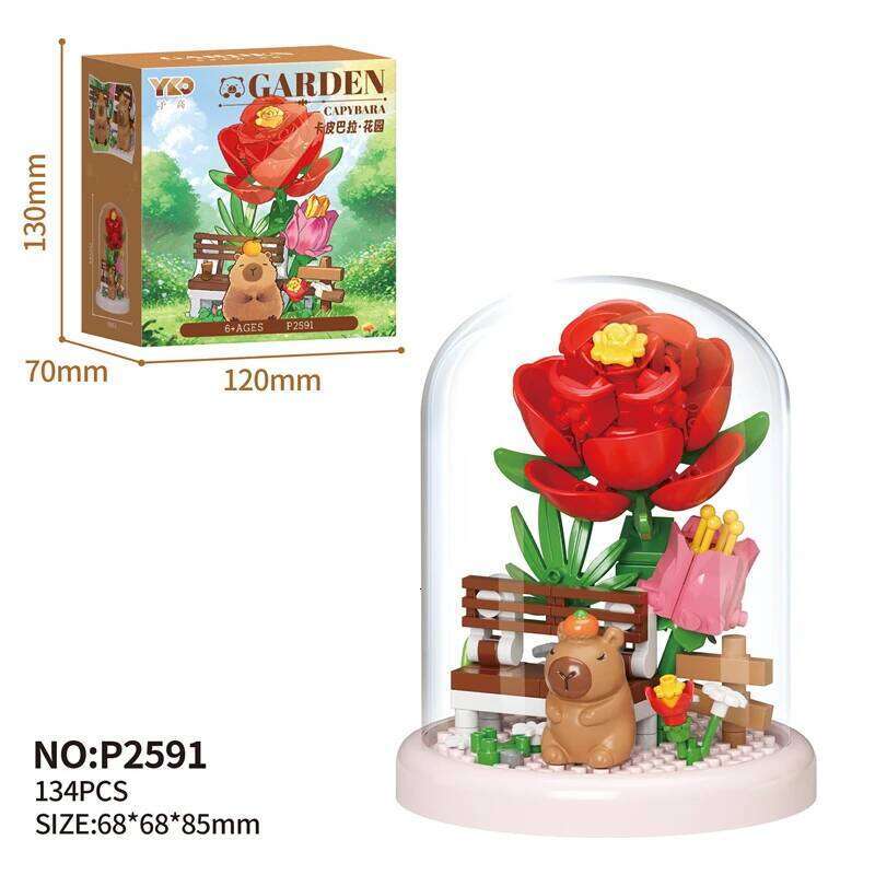Educational components small particle building blocks flower capybara garden roses lily immortal flowers decorative block toys Z260306