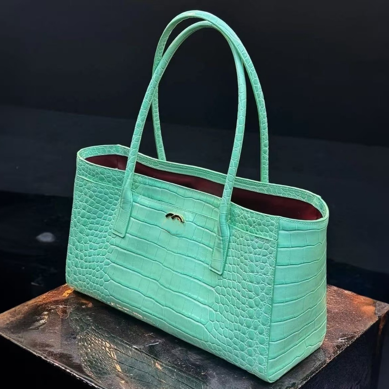 Luxury handbag crocodile leather tote bag Designer Shoulder bag for Womens Men pochette city bag Fashion Shopping work bag Black green Crossbody Clutch weekend Bags