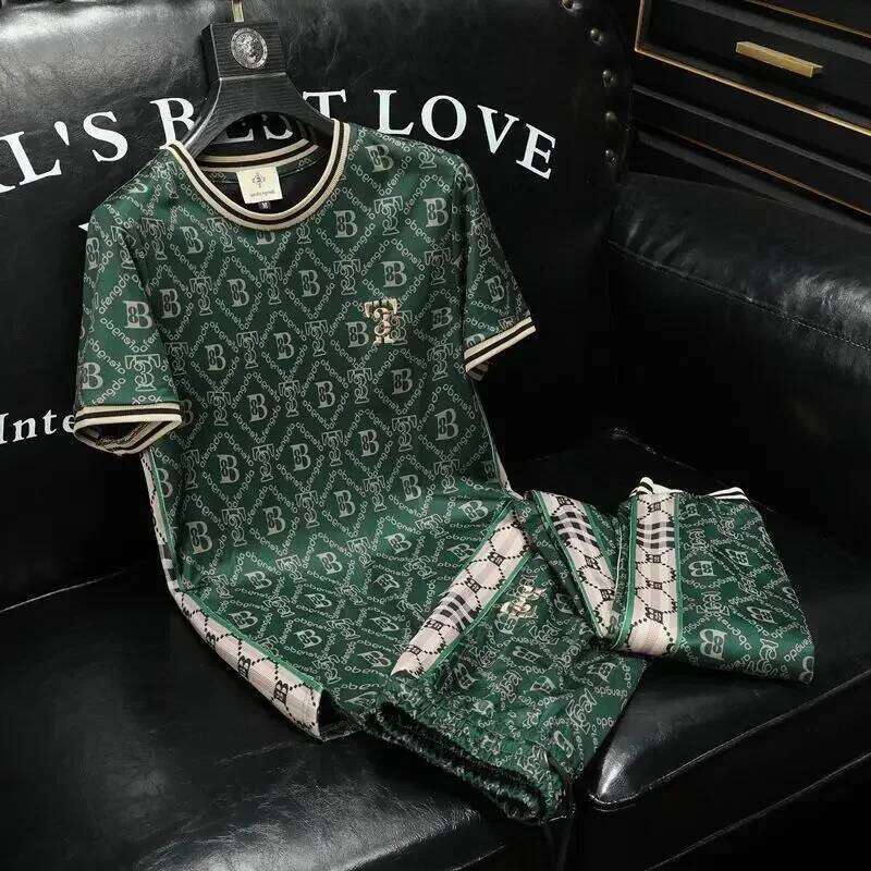 Trendy Printed Short Sleeved Sports Summer Set Men's High-End Handsome Casual Suit