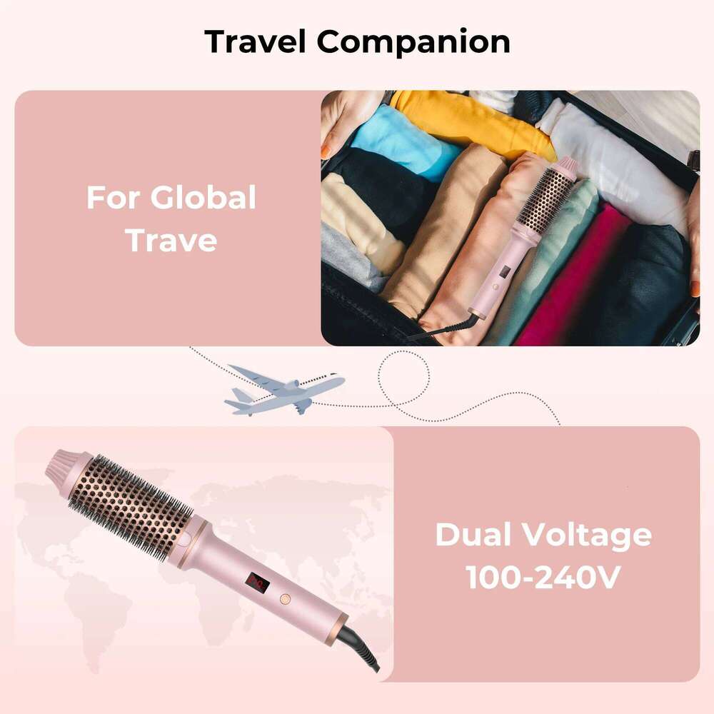 Thermal 1.5 in Heated Ceramic Comb Volumizing Travel Curling Iron with Brush 26Y0306