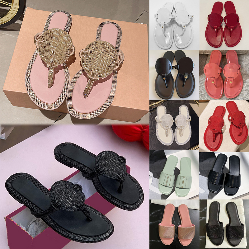 free shipping with box designer sandals women slippers patent leather summer flip flops slides comfortable sandal black