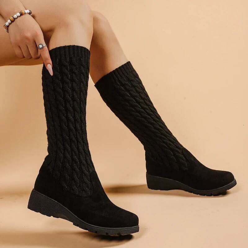 2025 Spring Autumn New Women's Knee length Fashion Sleeve style Retro Leisure High rise Socks and Boots