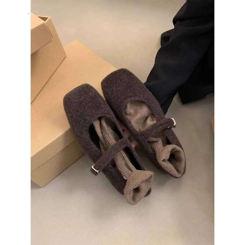 Women's Square Toe Slip-On Loafers with Plush Texture | Versatile Winter Shoes for Casual & Dressy Looks