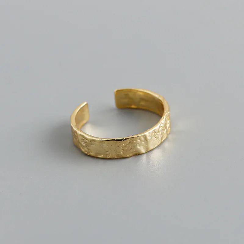 WANTME 925 Sterling Silver Unique Irregular Minimalist Open Ring Women Men European Hammered Hip Hop Couples Jewelry Accessories 260304